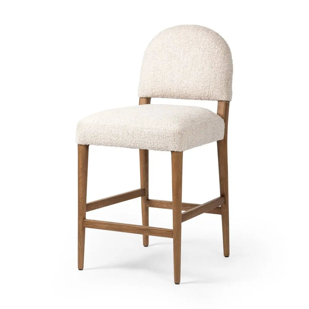 Boucle Dining Chair in Wooden Frame