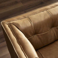 Button Tufted 3 Seater Leather Sofa