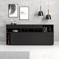 Modern Sideboard Cabinet with Open Shelves _ Wooden Buffet Unit