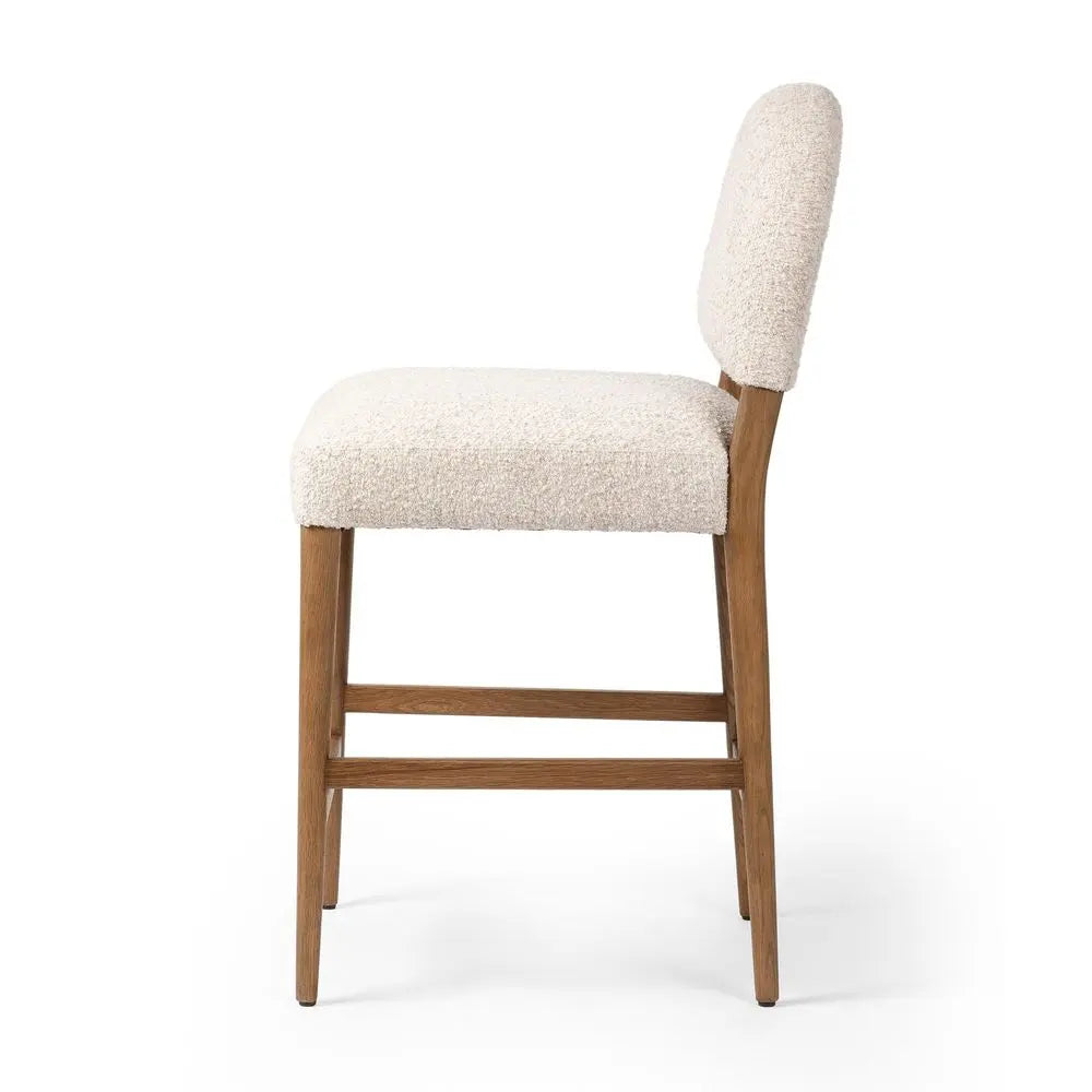 Boucle Dining Chair in Wooden Frame