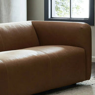 Plain 3 Seater Comfy Leather Sofa