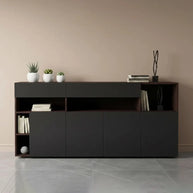 Modern Sideboard Cabinet with Open Shelves _ Wooden Buffet Unit