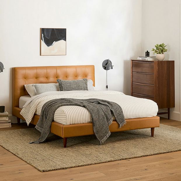 Elio Tufted HeadbToard Leather Bed