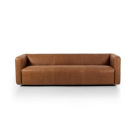 Plain 3 Seater Comfy Leather Sofa