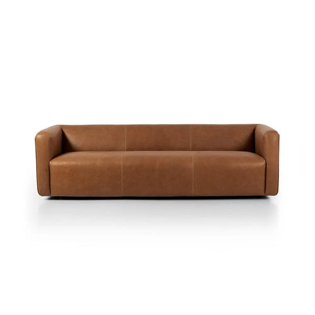 Plain 3 Seater Comfy Leather Sofa