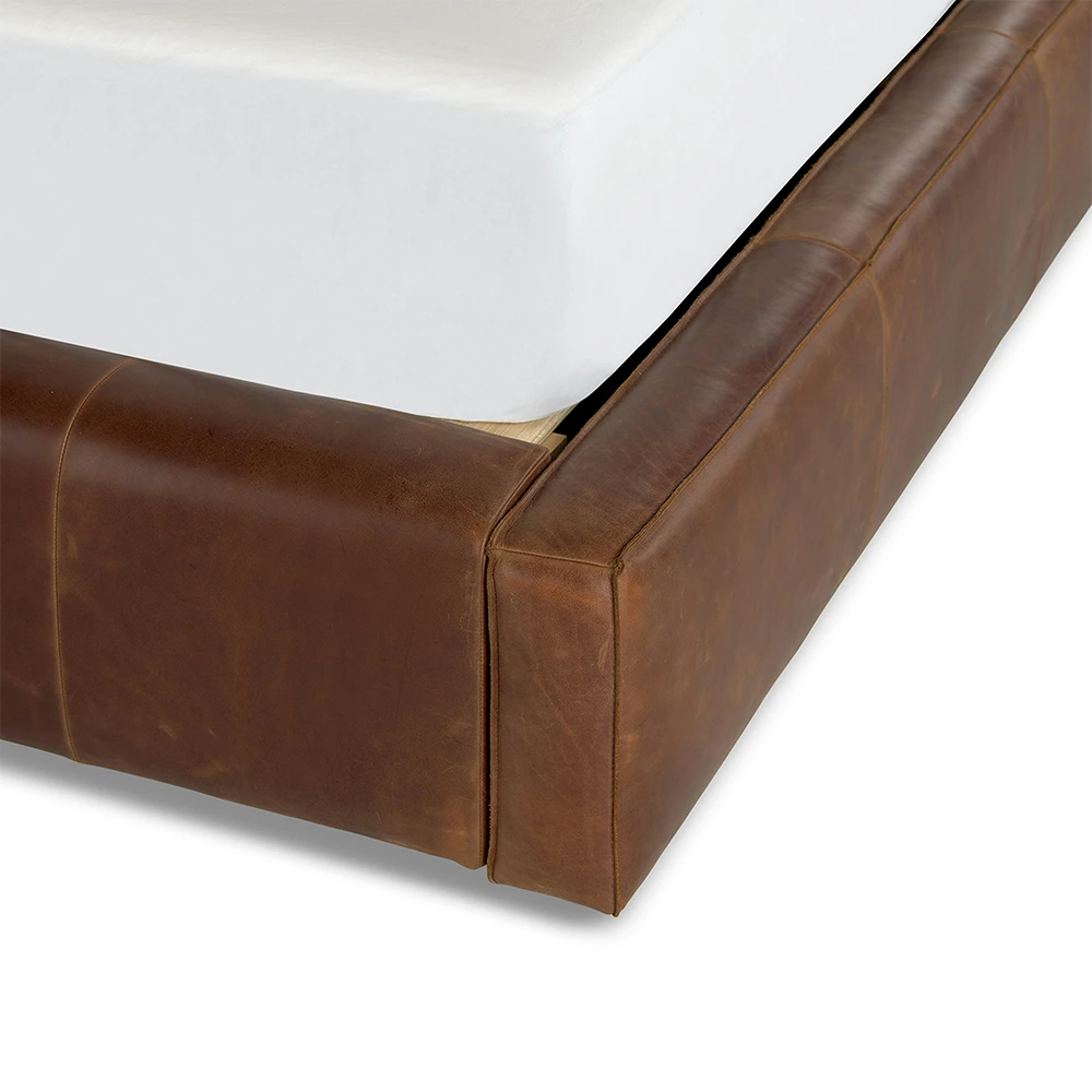 Plain Headboard Leather Bed with Drawer Storage