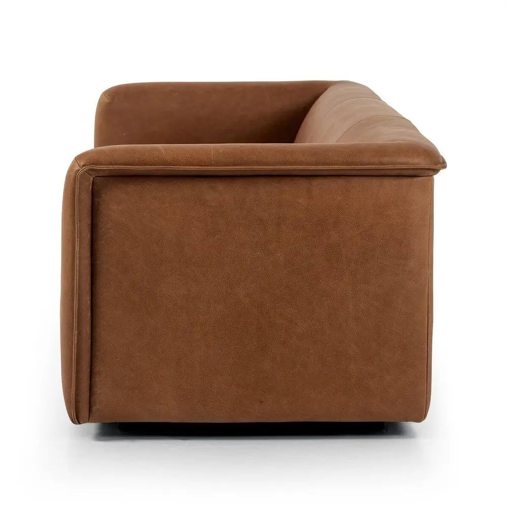 Best brown leather sofa on a white background