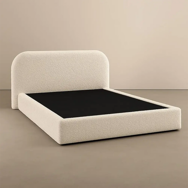 Luxury Upholstered Platform Bed with Curved Padded Headboard