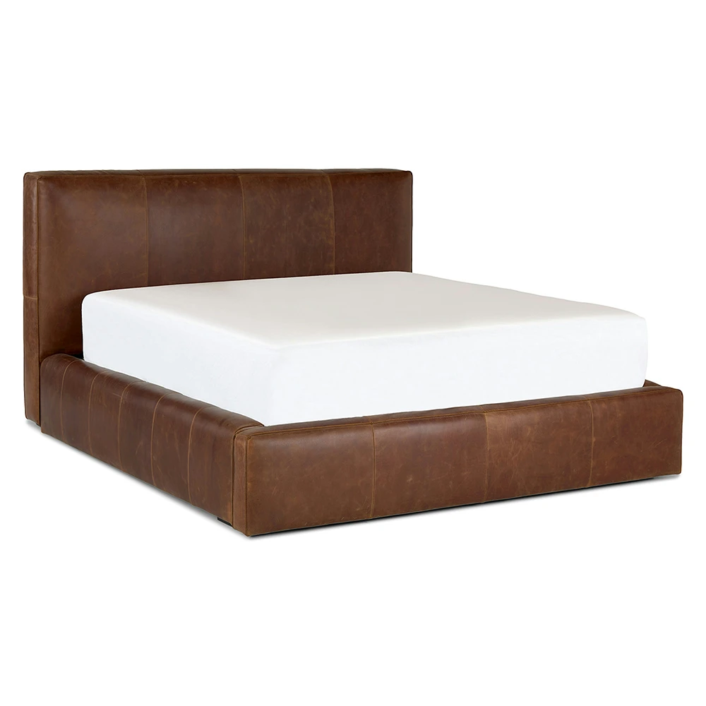 Plain Headboard Leather Bed with Drawer Storage