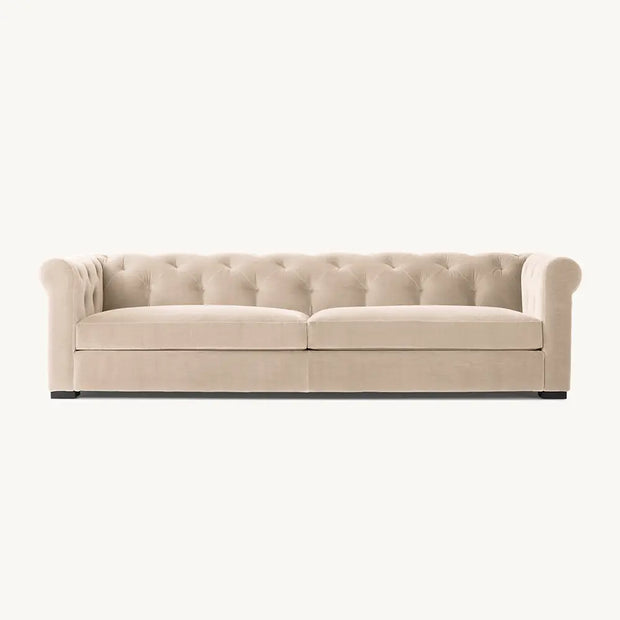 Beige 2 Seater Tufted Sofa