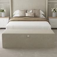 Linen Fabric Storage Ottoman