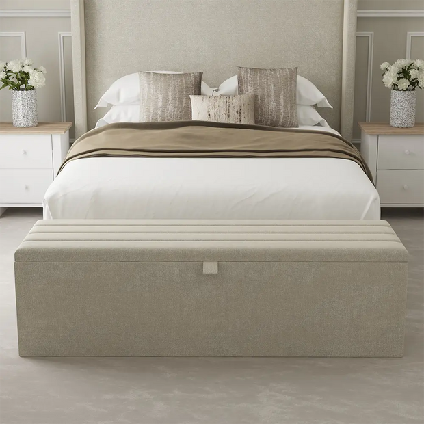 Linen Fabric Storage Ottoman