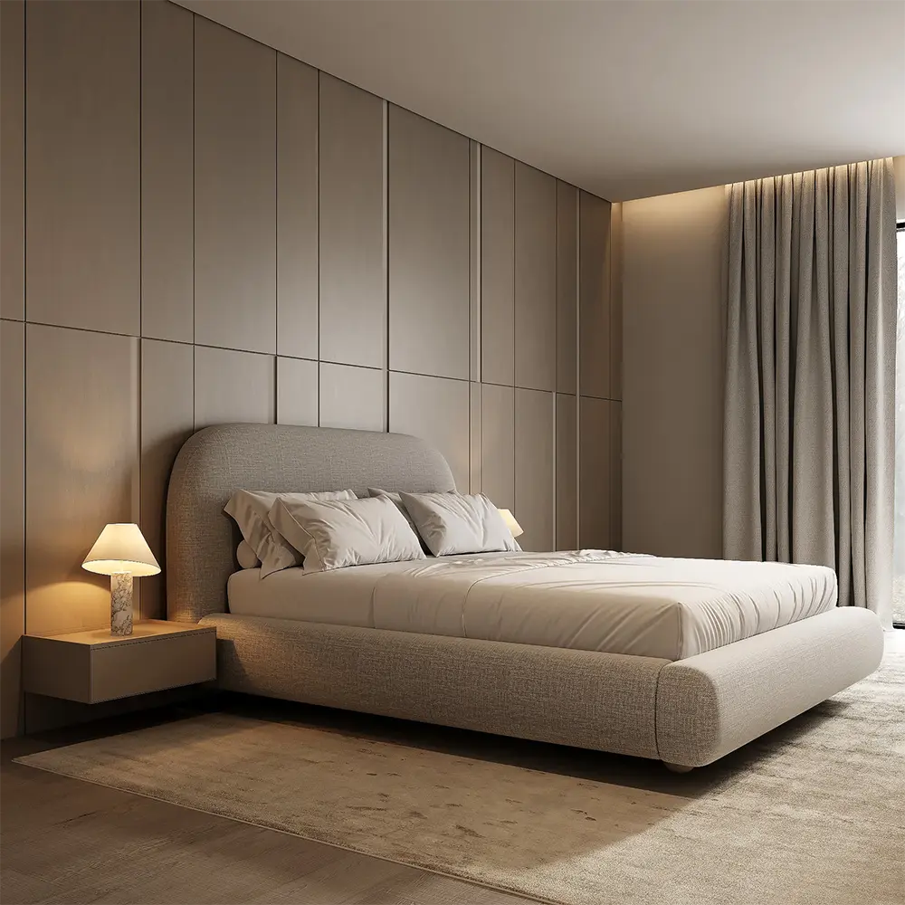 Round Headboard Upholstered Bed