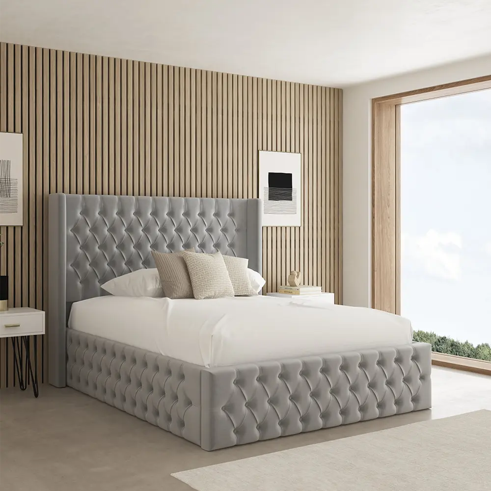 Palm Chesterfield Upholstered Fabric Bed Frame