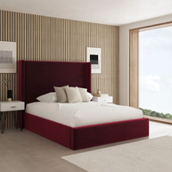 Red Velvet Upholstered Bed