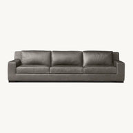 Black Leather Plain 3 Seater Sofa