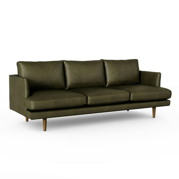 Green 3 Seater Leather Sofa