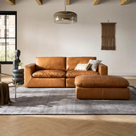 Elingtin 2 Seater Leather Sofa With Ottoman
