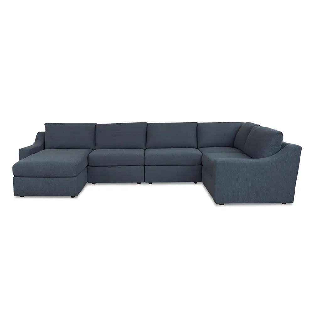 Gray sectional sofa with stylish finish in living room.