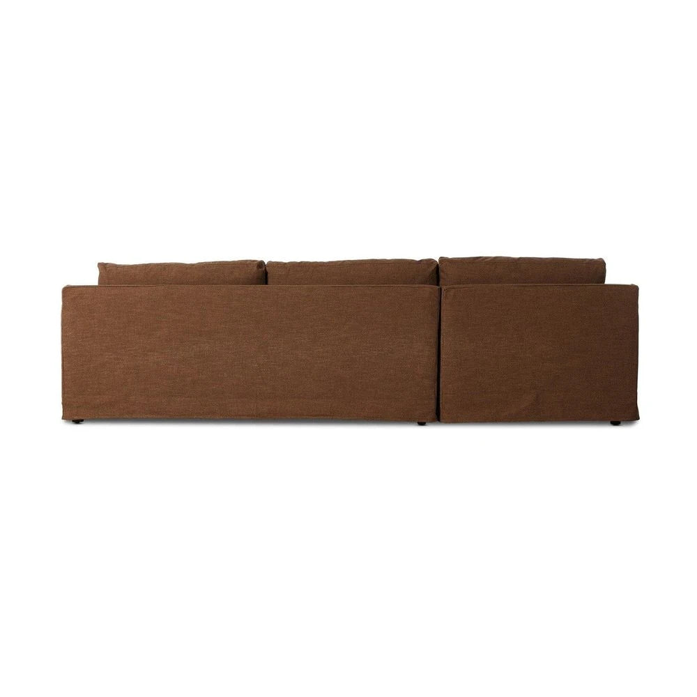 Brown sectional sofa backside on a white background