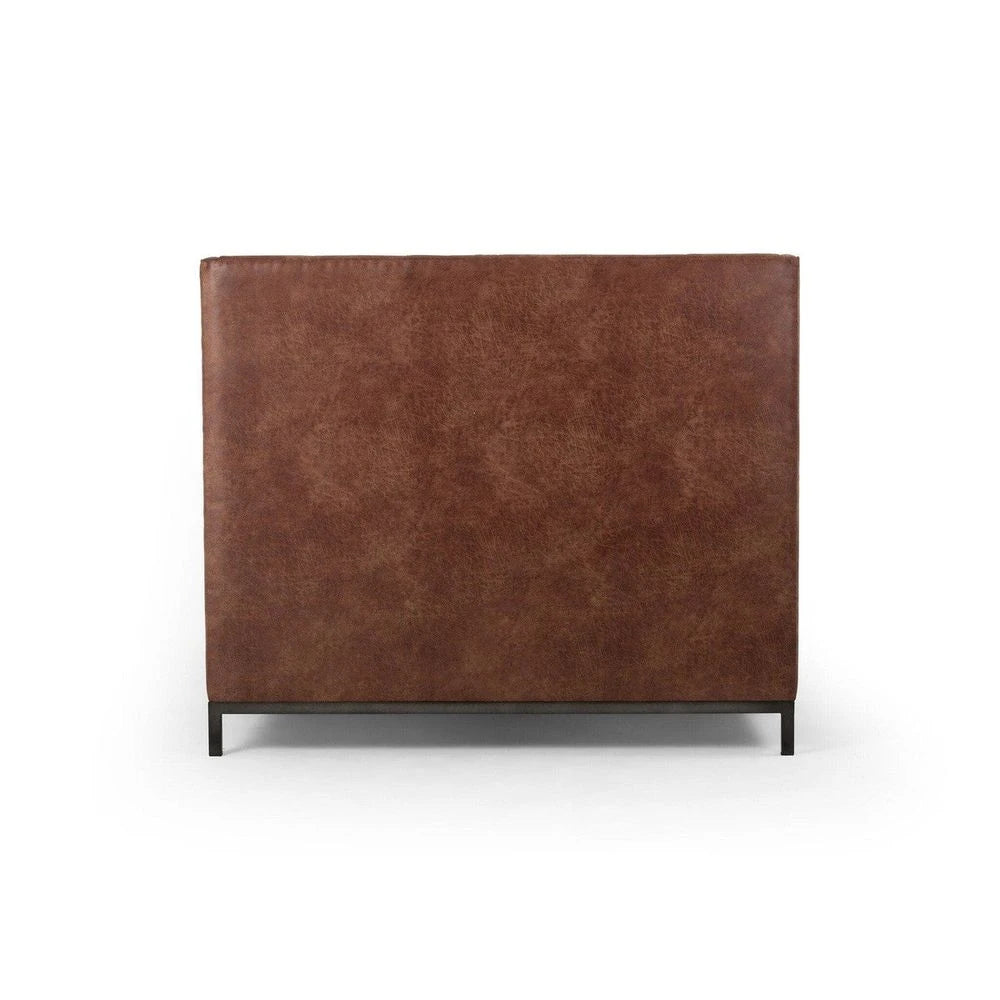 Tufted Headboard Faux Leather Bed