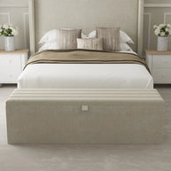 Linen Fabric Storage Ottoman