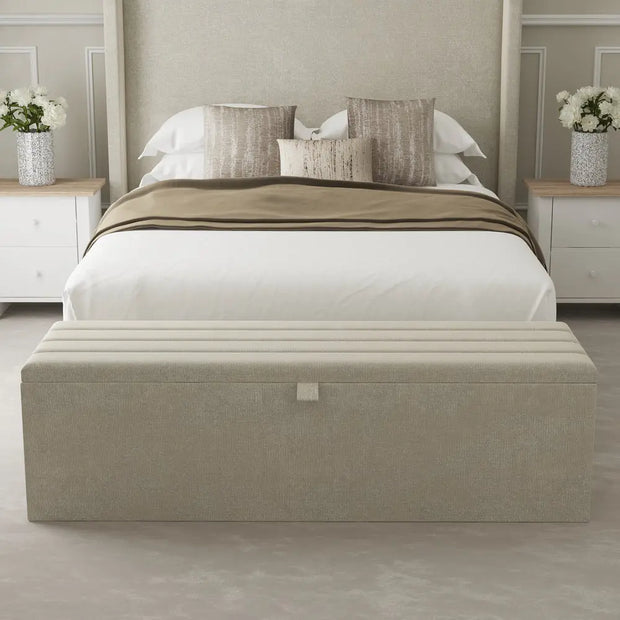 Linen Fabric Storage Ottoman