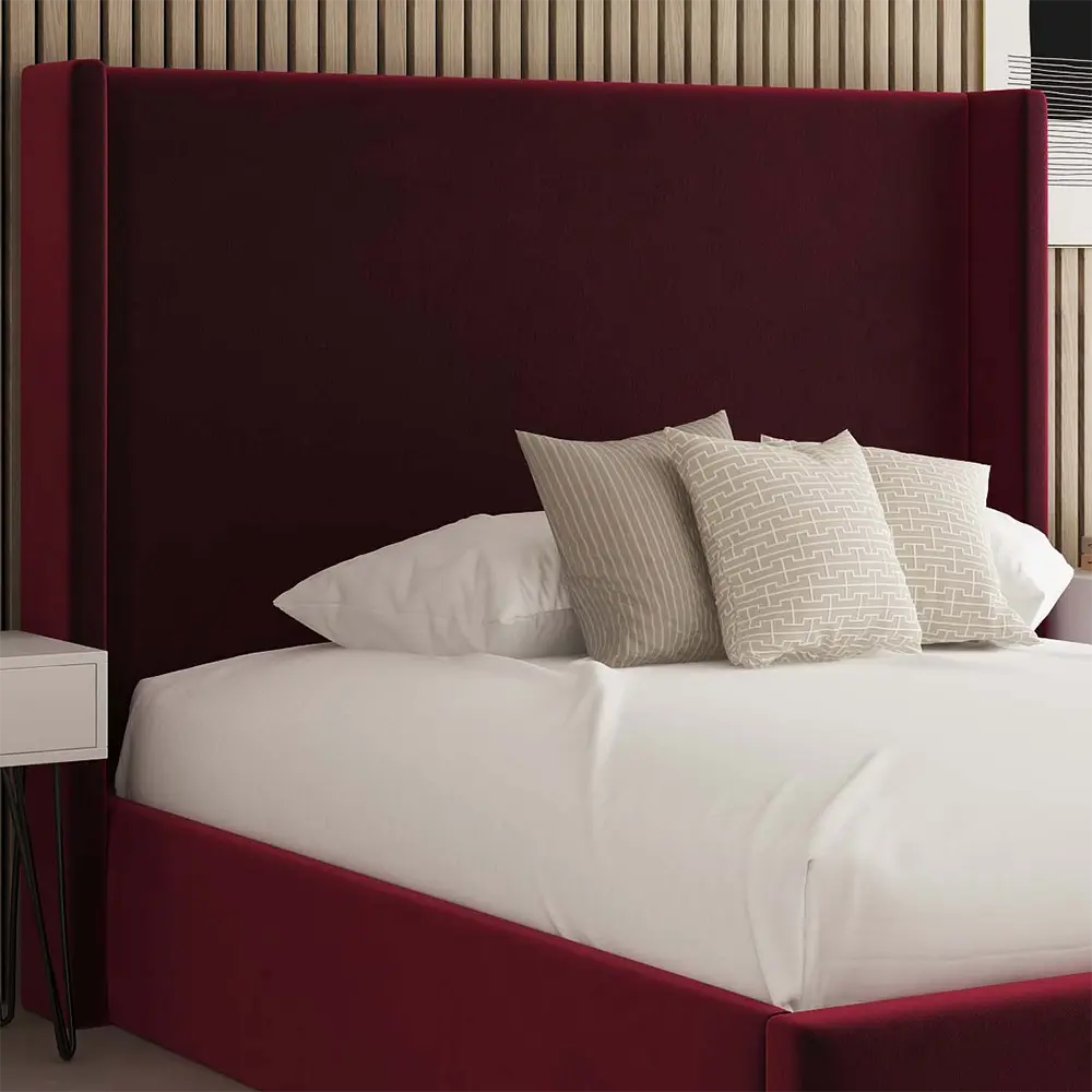 Red Velvet Upholstered Bed
