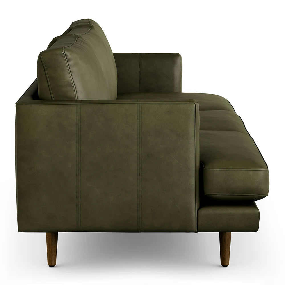 Green 3 Seater Leather Sofa