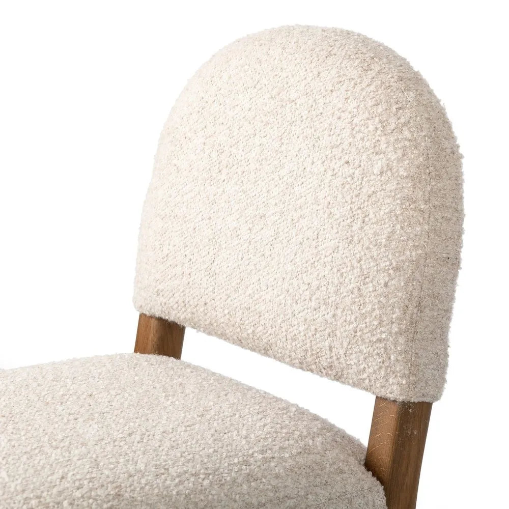 Boucle Dining Chair in Wooden Frame