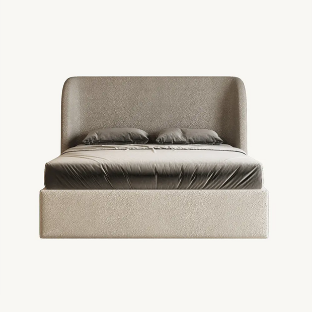Luna Winged Plain Boucle Fabric Bed