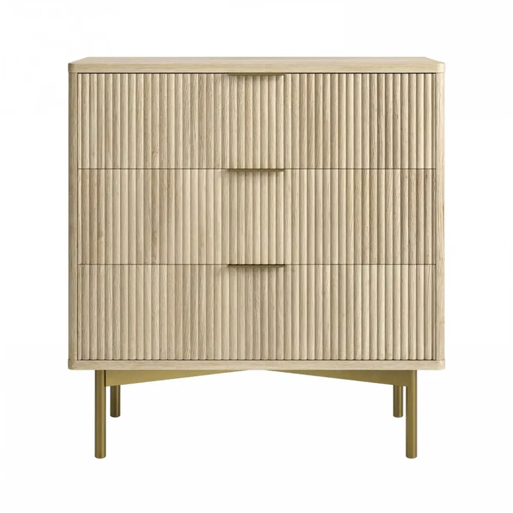 Beige striped dresser on a white background