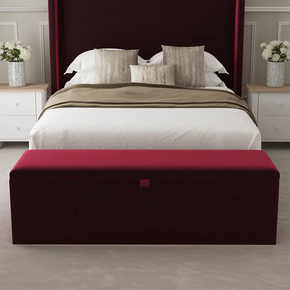 Red Velvet Storage Ottoman
