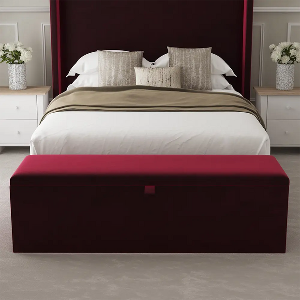 Red Velvet Storage Ottoman