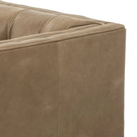 Button Tufted 3 Seater Leather Sofa