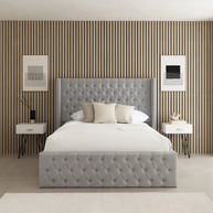 Palm Chesterfield Upholstered Fabric Bed Frame