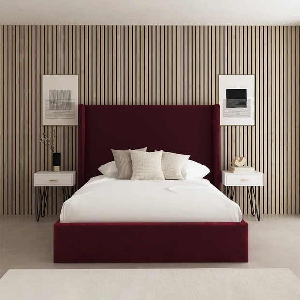 Red Velvet Upholstered Bed