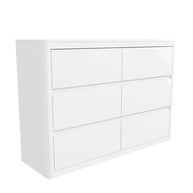 White dresser with multiple drawers on a white background