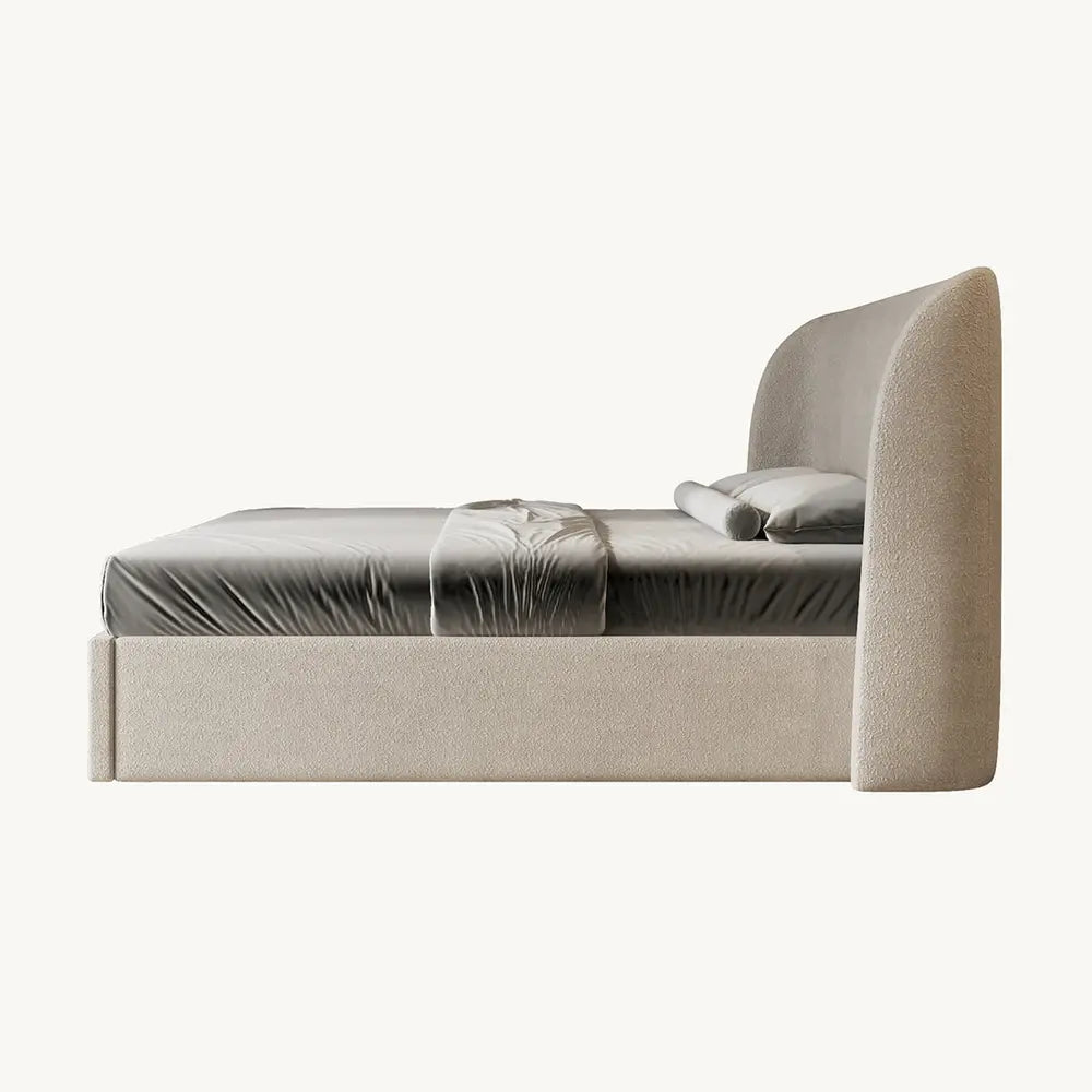 Luna Winged Plain Boucle Fabric Bed