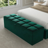Green Velvet Squared Ottoman With Storage