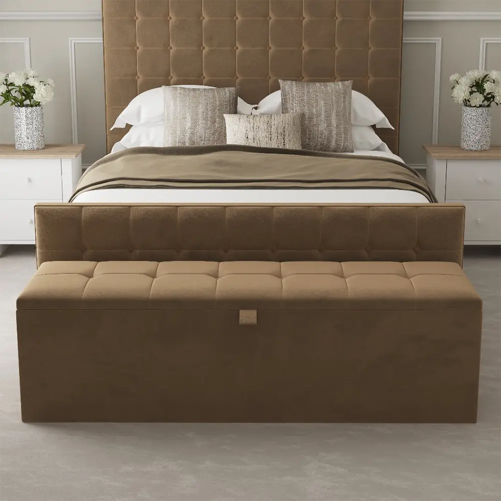 Button Tufted Storage Ottoman