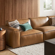 Swrill Corner Leather Sofa With Ottoman
