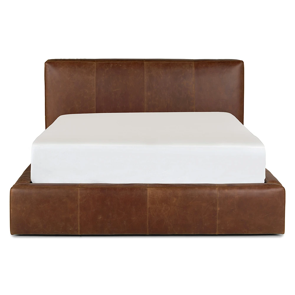 Plain Headboard Leather Bed with Drawer Storage