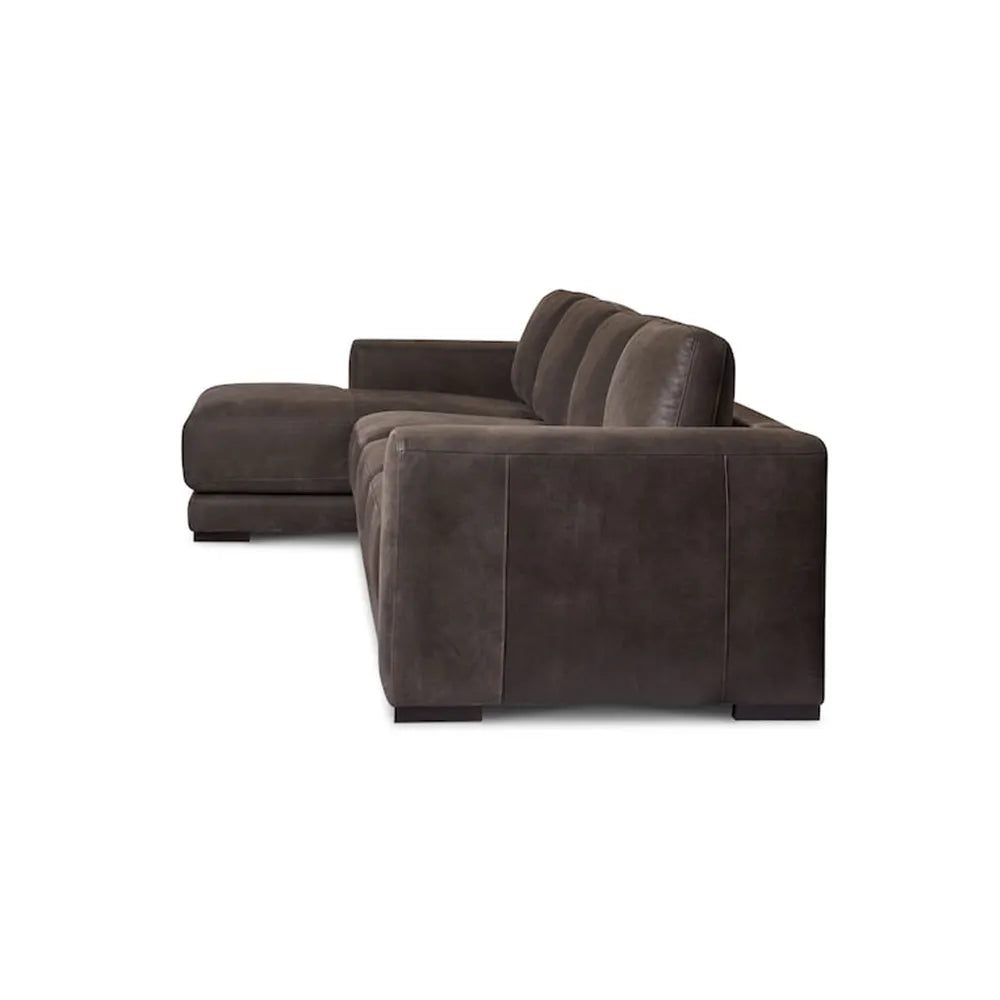 Brown sectional sofa with cozy style in living room.
