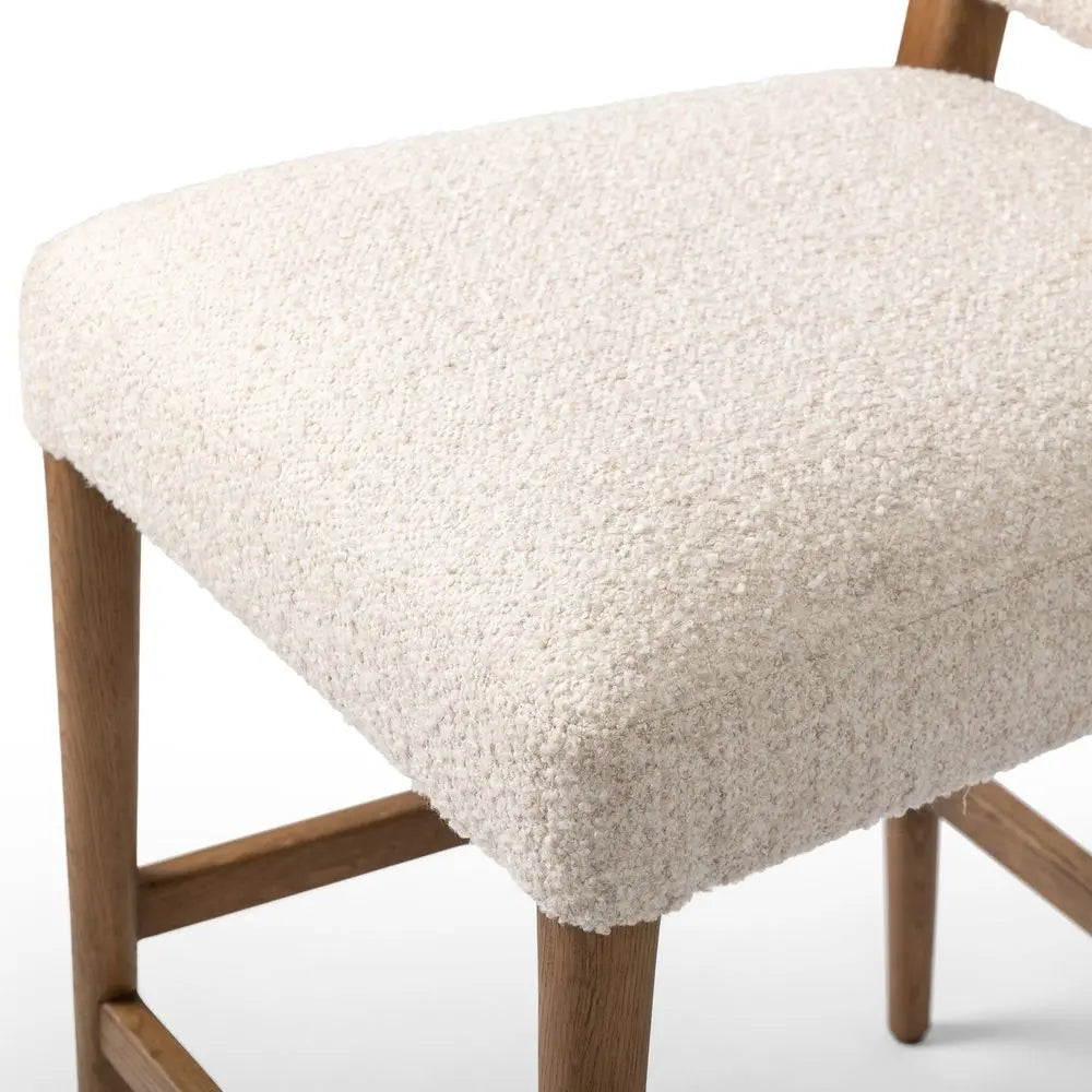 Boucle Dining Chair in Wooden Frame