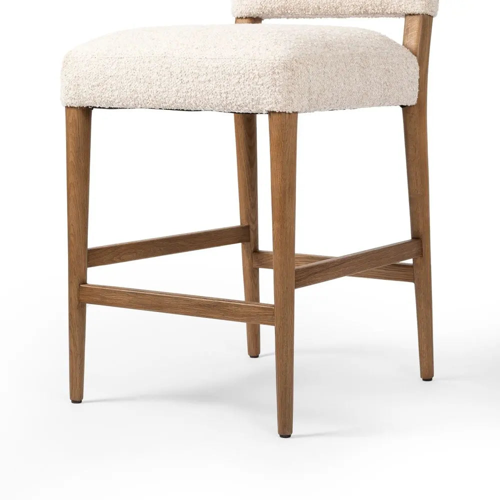 Boucle Dining Chair in Wooden Frame