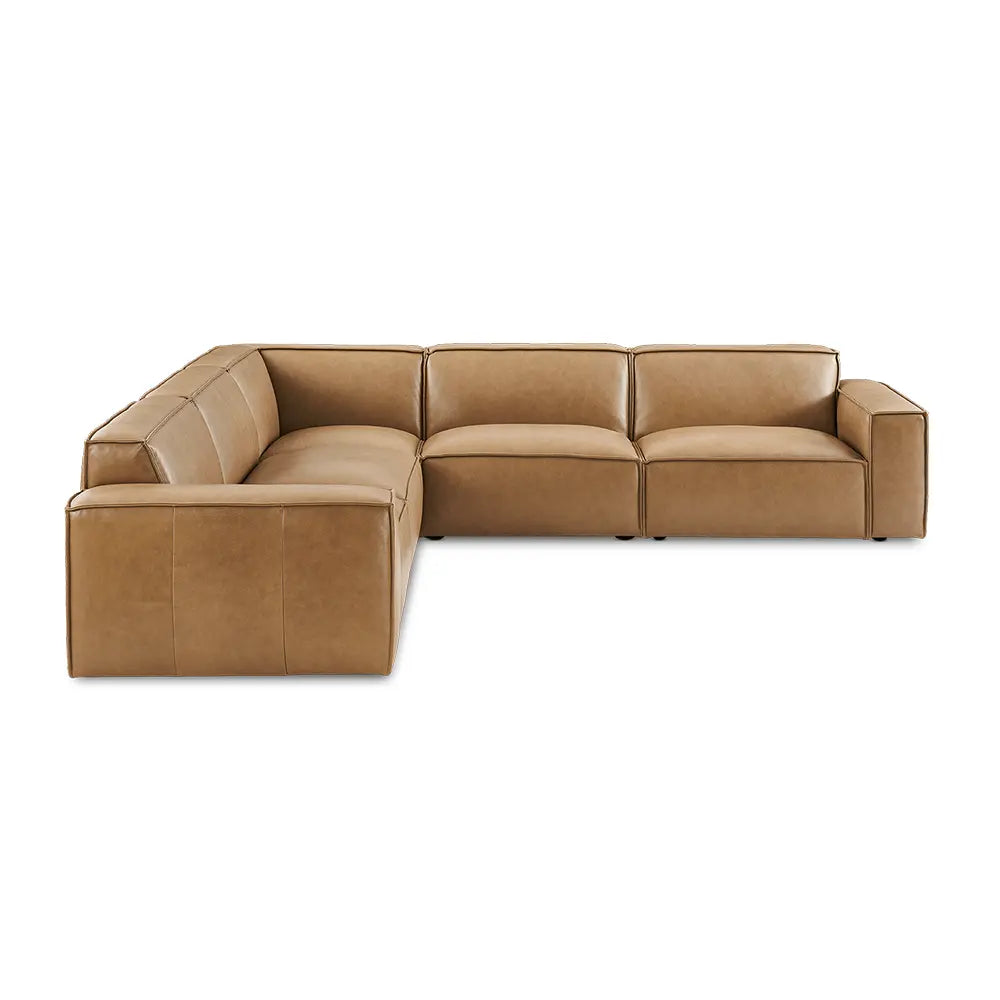 Brown sectional sofa with sleek profile in elite sitting space.