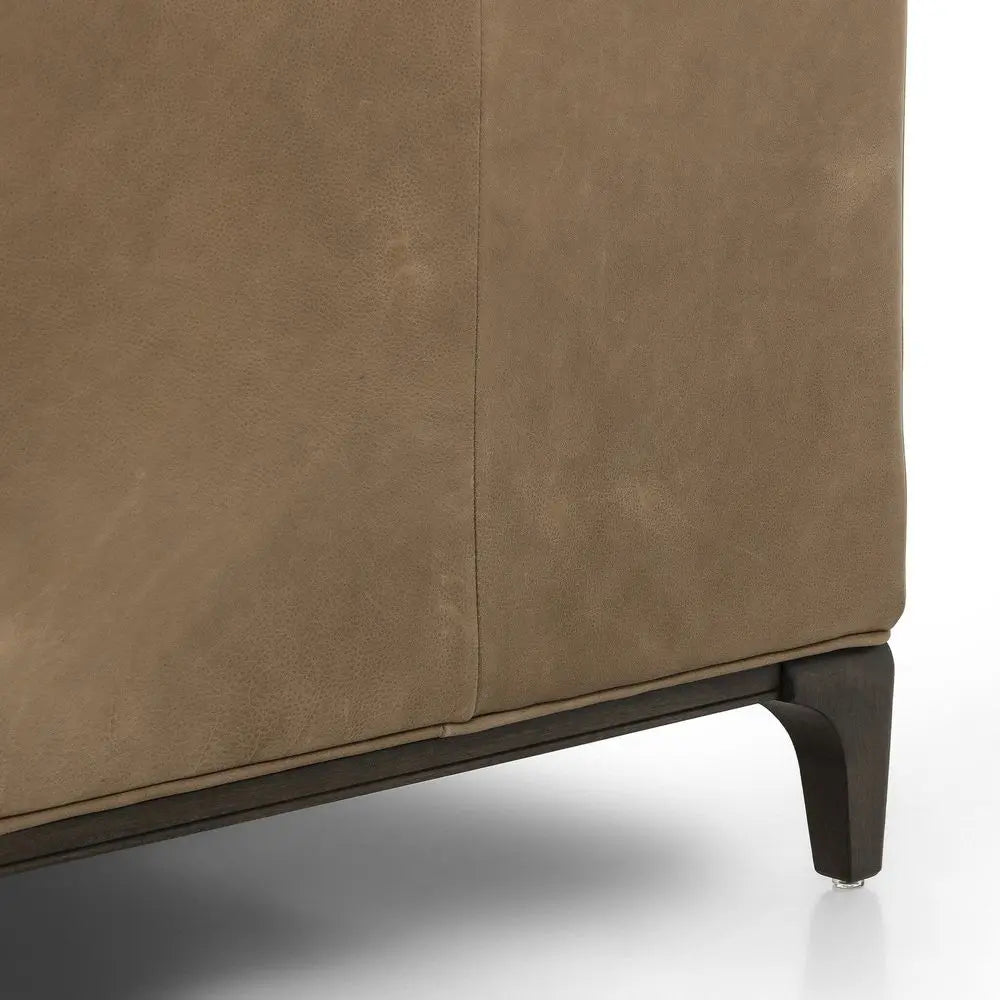 Button Tufted 3 Seater Leather Sofa