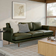 Green 3 Seater Leather Sofa