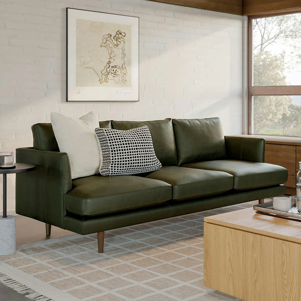 Green 3 Seater Leather Sofa